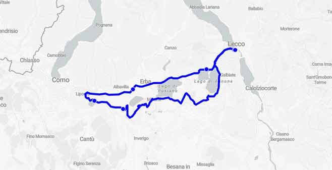 Turismo su due ruote tra i laghetti dell'Alta Brianza - Mappa minitour