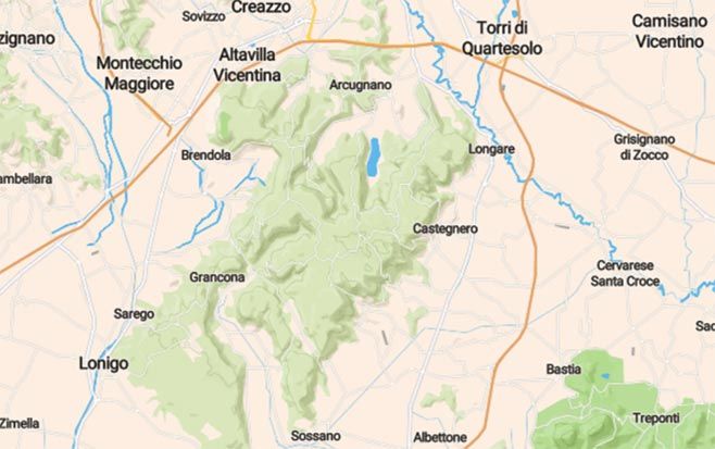 Monti Berici tra curve, panorami e magnifiche ville venete - Mappa minitour