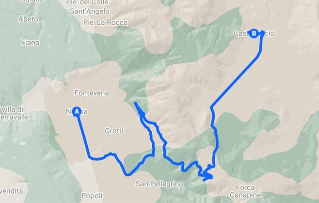 Un Mini Tour in moto tra Curve e Tornanti verso Castelluccio - Mappa minitour