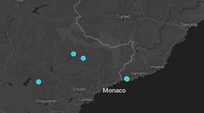 Le spettacolari gole delle Alpi Marittime in Provenza - Mappa