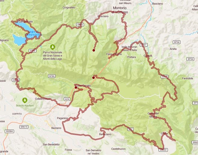 Campo Imperatore con spettacolare mototour del Gran Sasso - Mappa