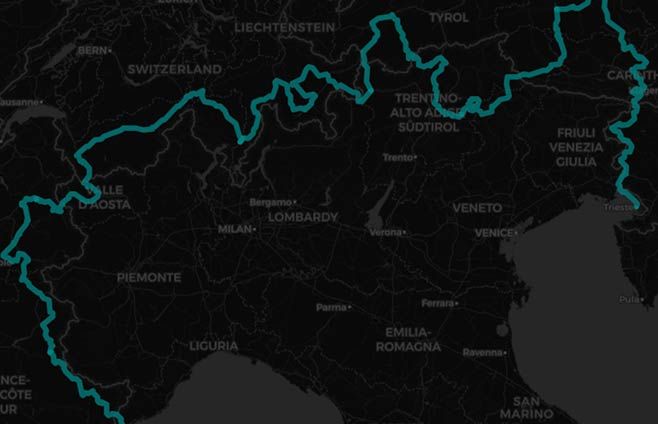 Grande Traversata delle Alpi da Trieste a Ventimiglia  - Mappa