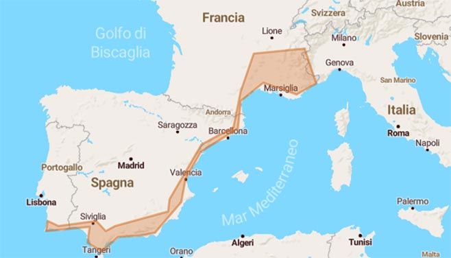 Dalle Alpi all'Andalusia alla costa sud del Portogallo - Mappa