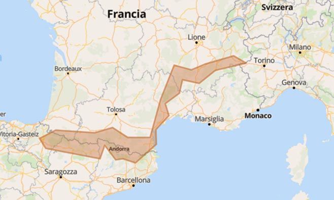 Trans-Alp-Pirenaica:viaggio mozzafiato dalle Alpi ai Pirenei - Mappa