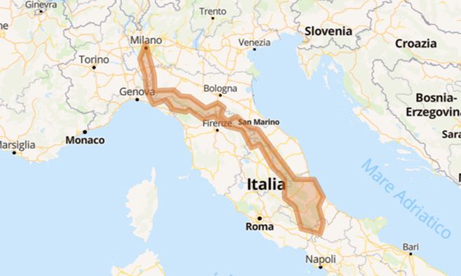 Moto avventura da Milano ai passi dell'Appennino abruzzese - Mappa