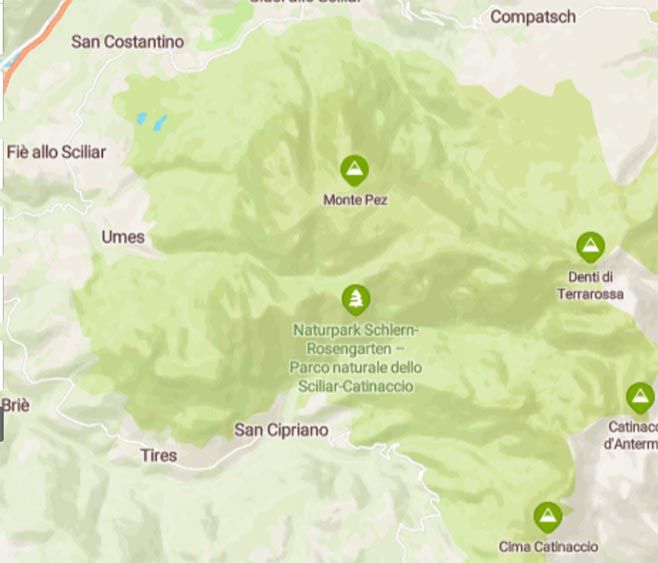 Dolomiti dello Sciliar-Catinaccio: tour in moto da sogno - Mappa