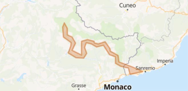 Alpi Marittime mozzafiato da San Remo al Colle della Cayolle - Mappa